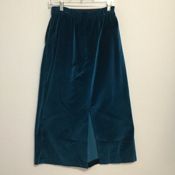 Suttles & Seawinds Vintage Teal Velvet Midi Skirt Size S - Picture 5 of 10